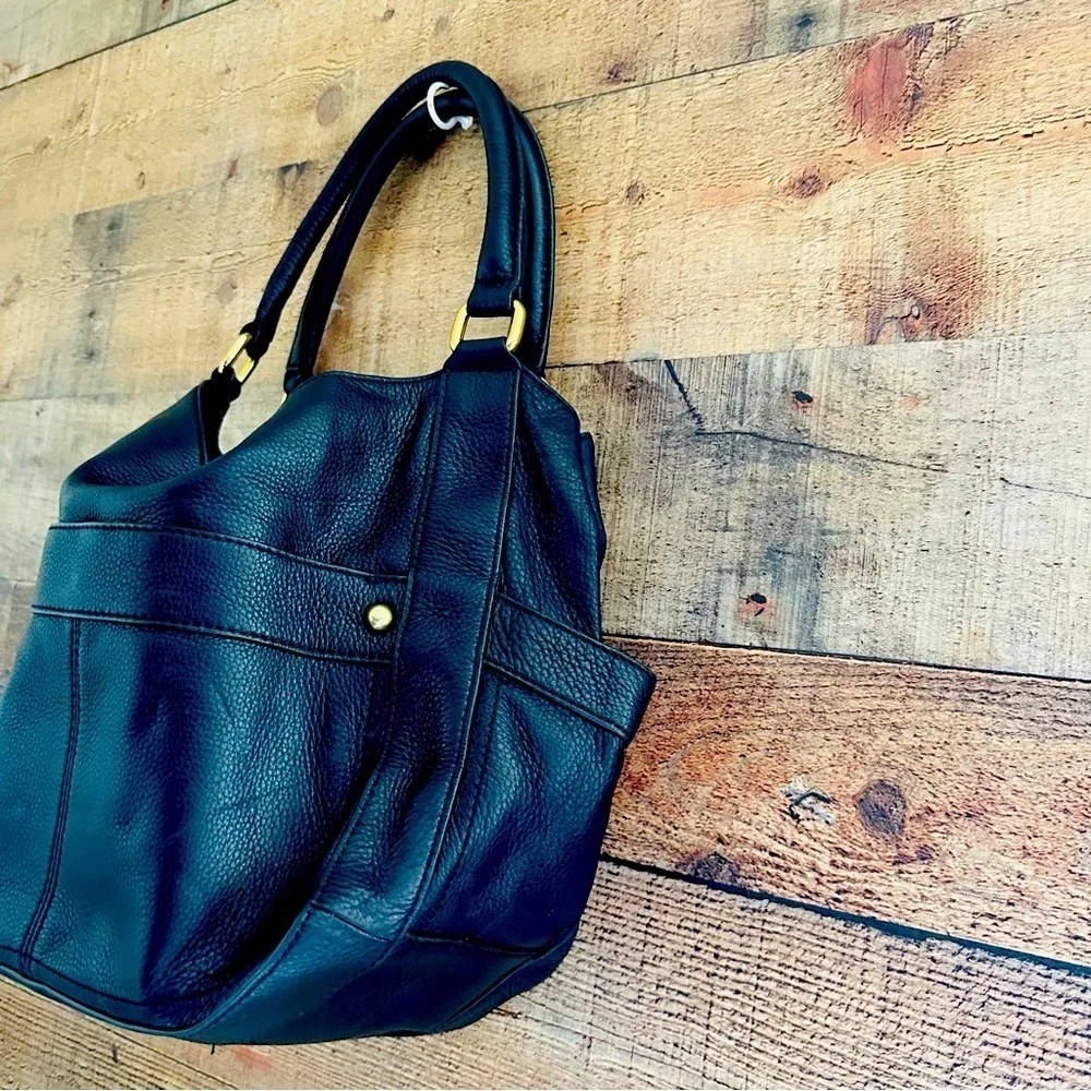 J. Crew Campo Elegant Black Leather Shoulder Bag
